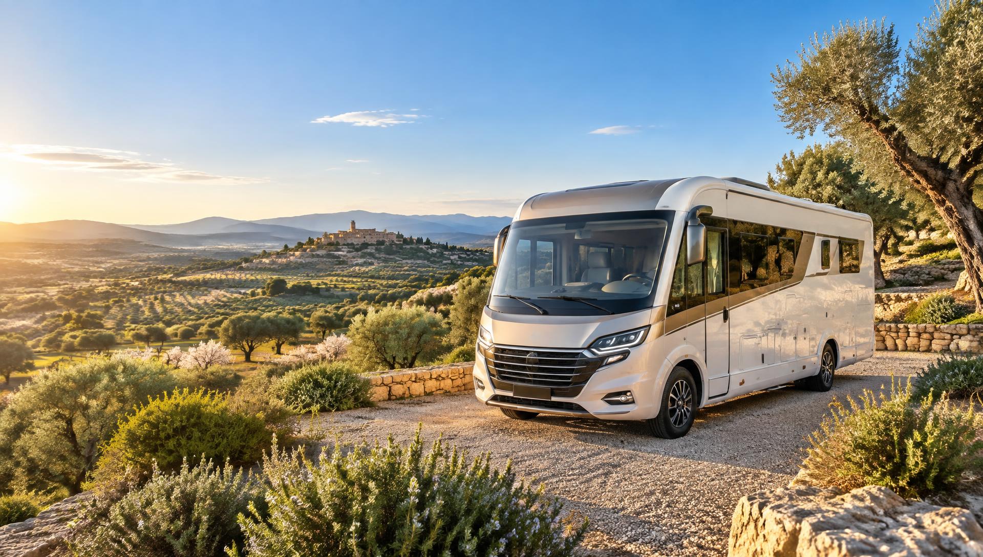 Autocaravana de lujo entre olivos y colinas de Les Garrigues